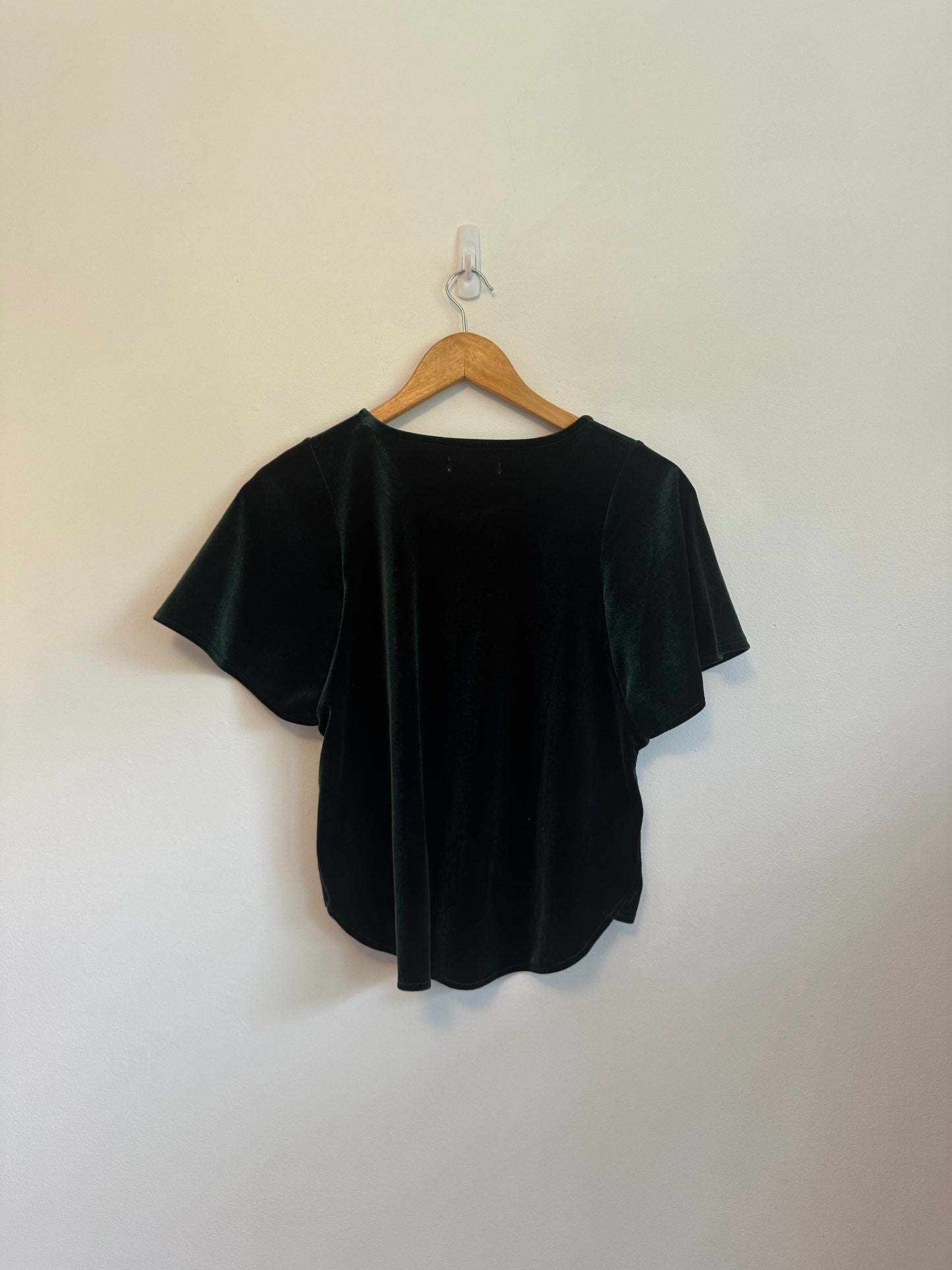 Madewell Velvet Butterfly Top in Smoky Spruce Green | Size XS