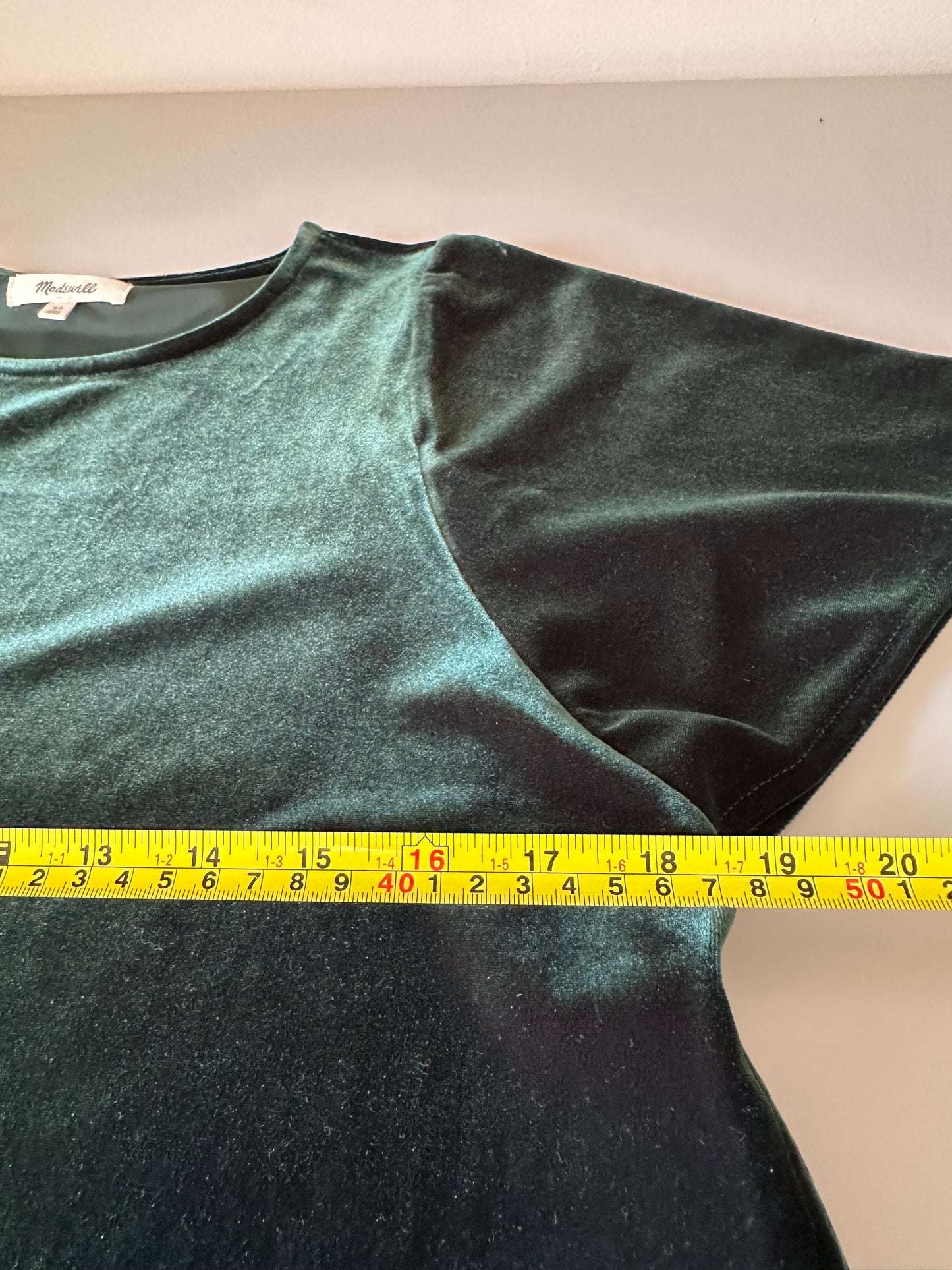 Madewell Velvet Butterfly Top in Smoky Spruce Green | Size XS
