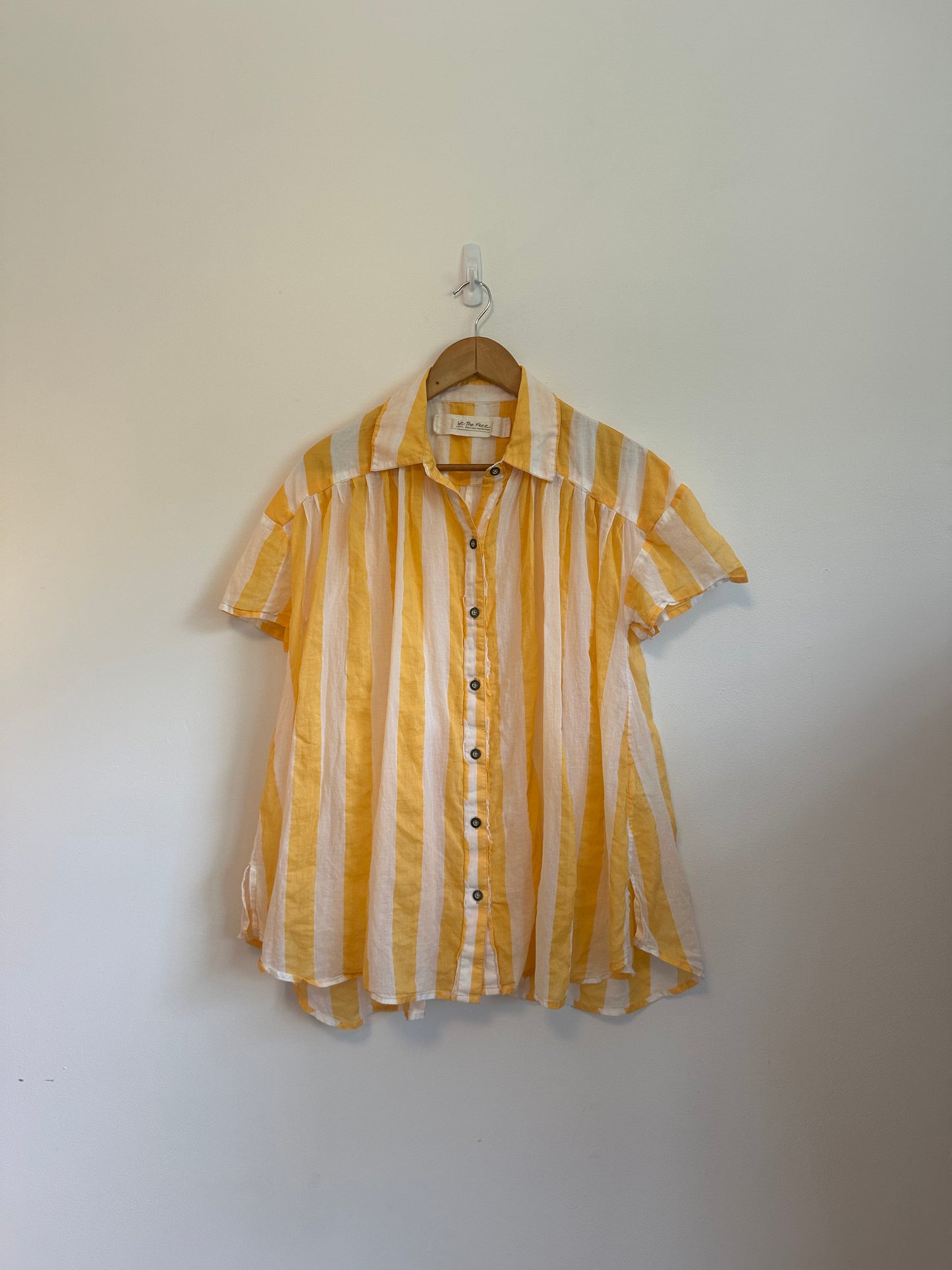 Free People x We The Free Float Away Stripe Shirt in Yellow and White | Size XS