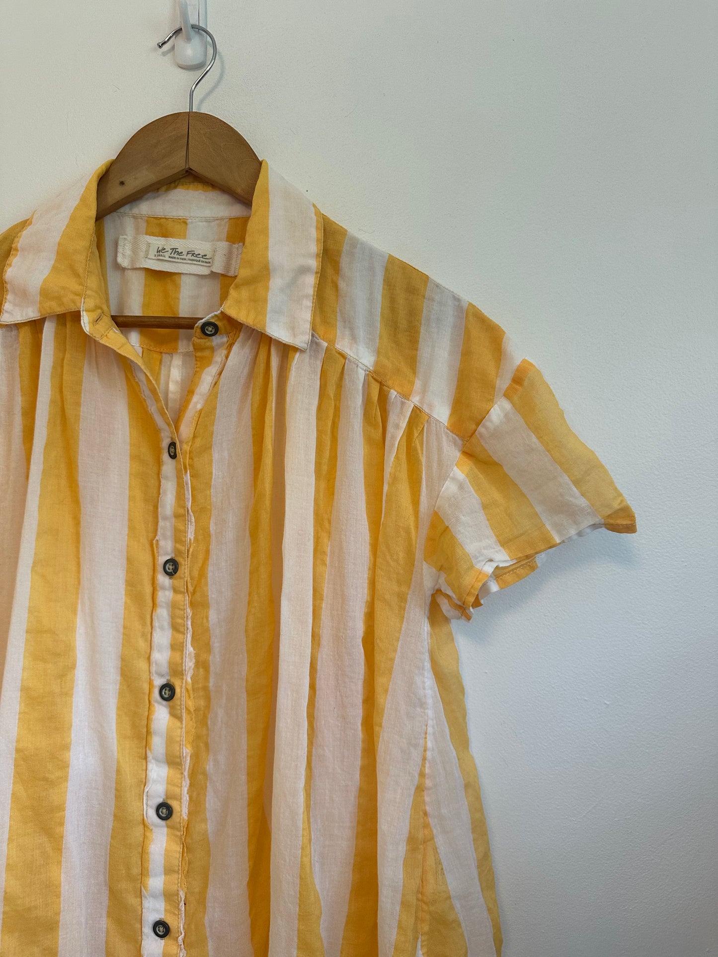 Free People x We The Free Float Away Stripe Shirt in Yellow and White | Size XS