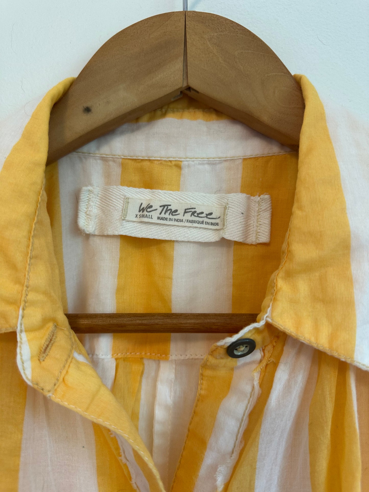Free People x We The Free Float Away Stripe Shirt in Yellow and White | Size XS