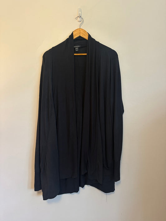 Athleta Pranayama Wrap Black Open Front Cardigan | Size XL