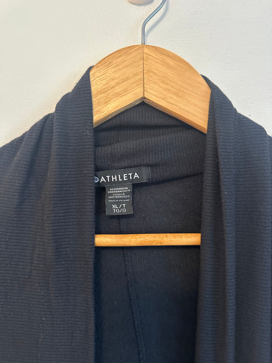 Athleta Pranayama Wrap Black Open Front Cardigan | Size XL