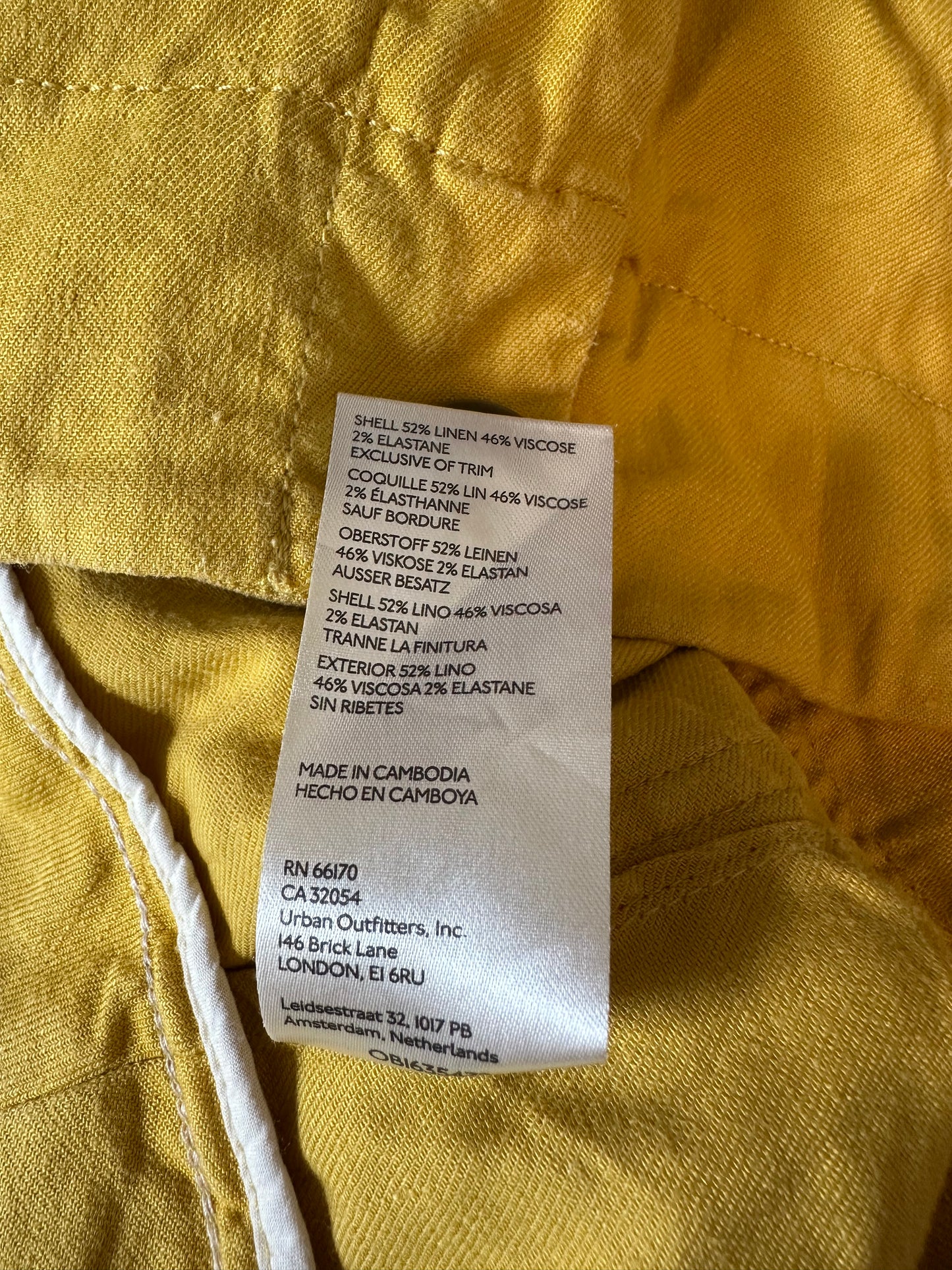 Anthropologie Maeve Colette European Linen Stretch Shorts in Yellow | Size 31