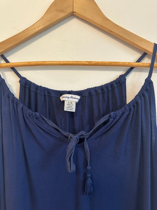 Tommy Bahama Navy Blue Tassel Trim Cami Tank Top | Size Large