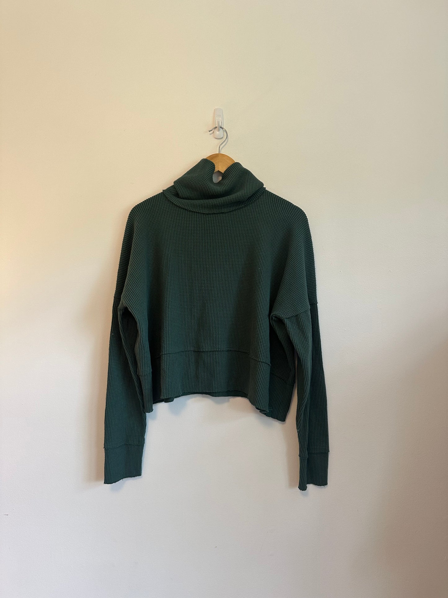 Free People We The Free Green Waffle Thermal Long Sleeve | Size Small