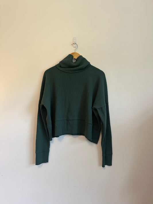 Free People We The Free Green Waffle Thermal Long Sleeve | Size Small