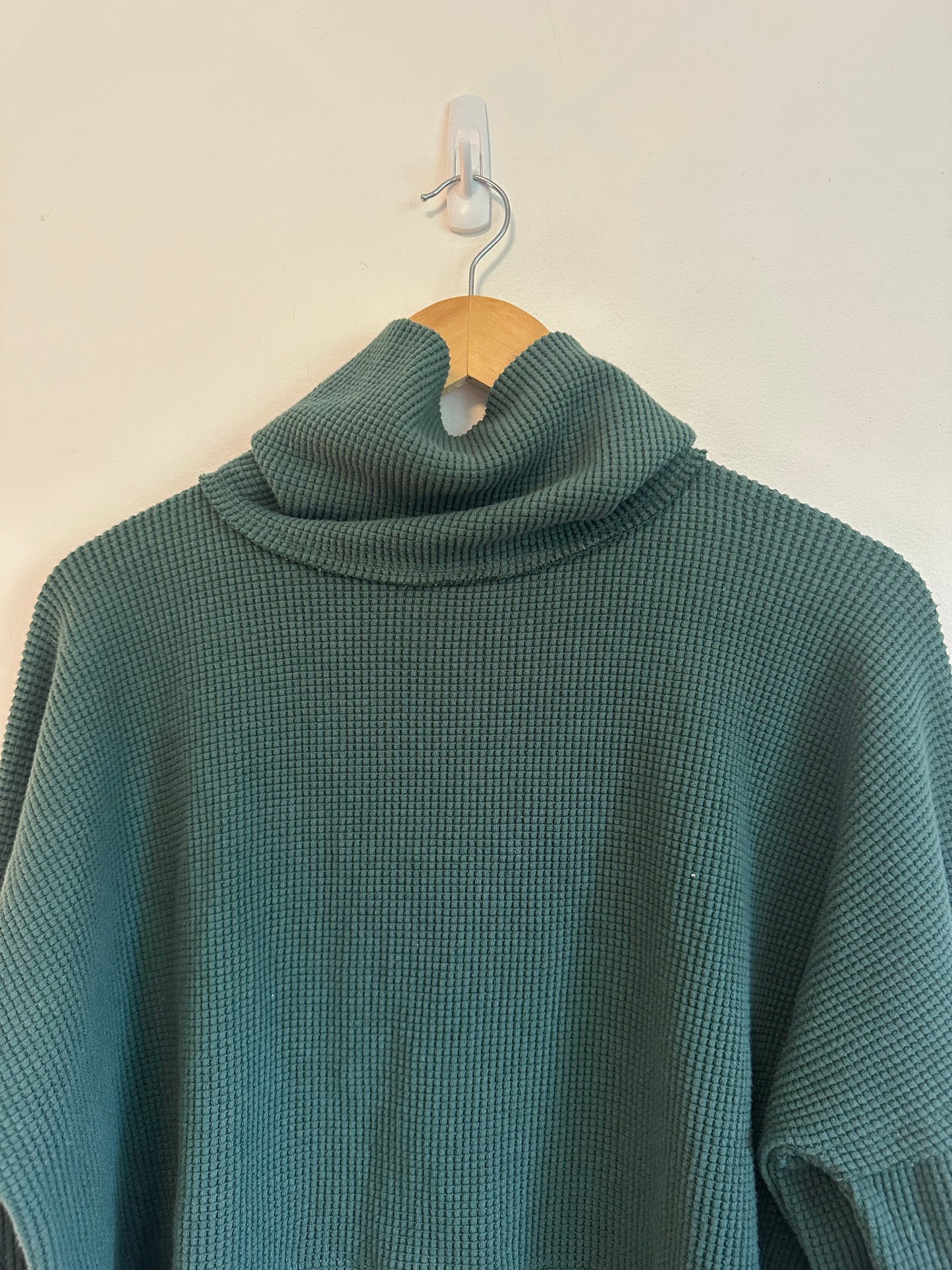 Free People We The Free Green Waffle Thermal Long Sleeve | Size Small