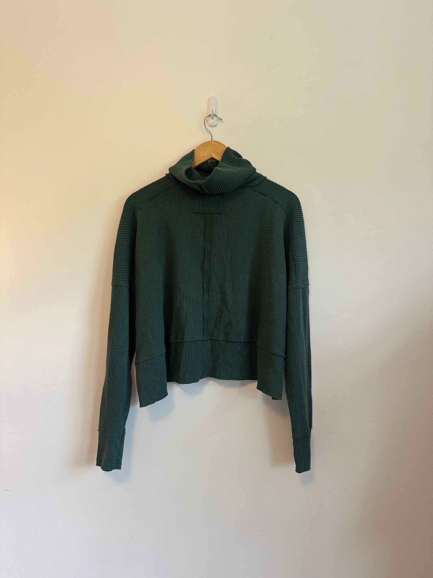 Free People We The Free Green Waffle Thermal Long Sleeve | Size Small