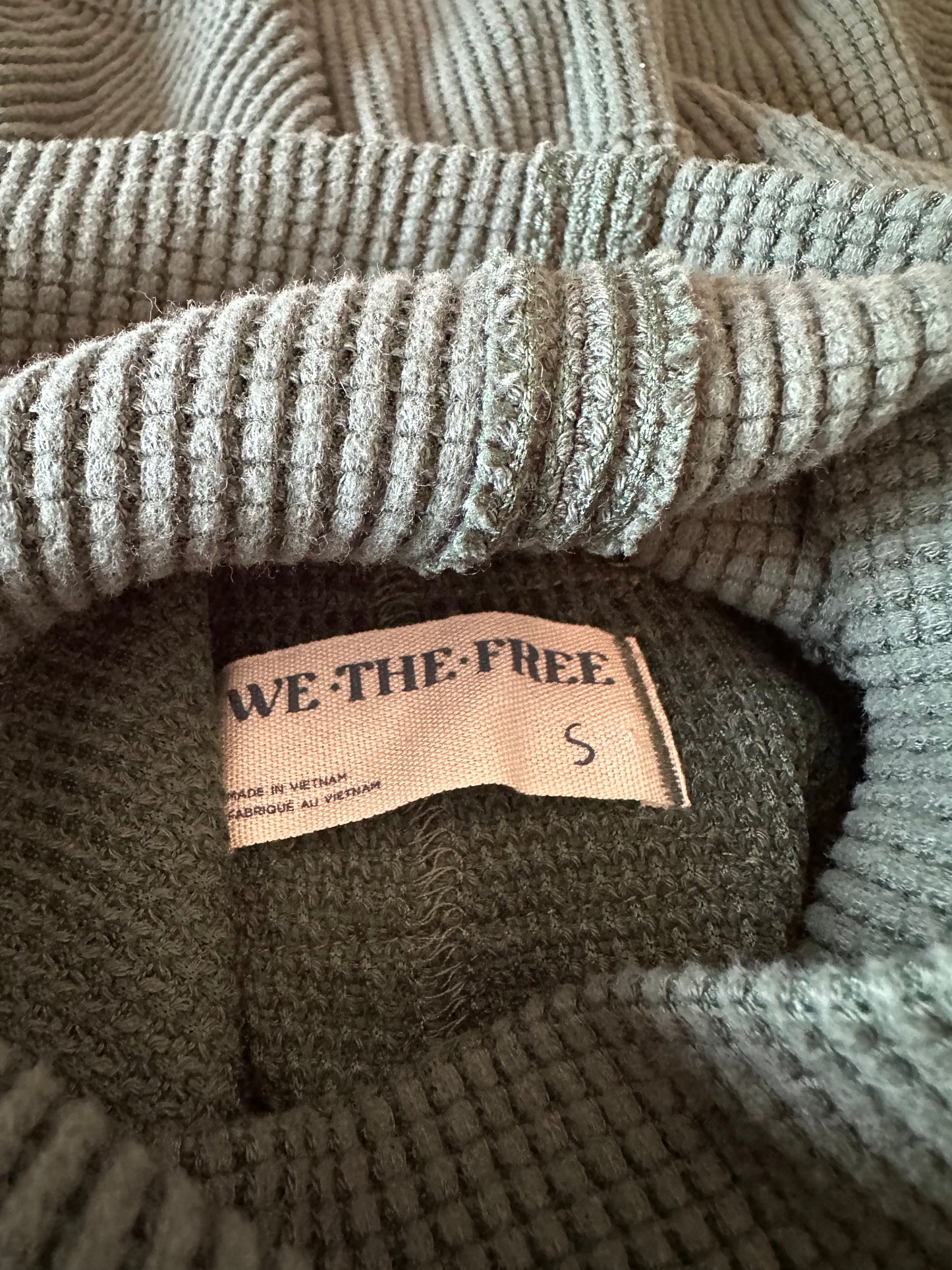 Free People We The Free Green Waffle Thermal Long Sleeve | Size Small