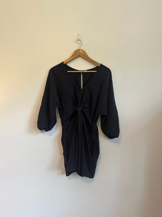 Free People Knotty But Nice Cotton Romper in Black