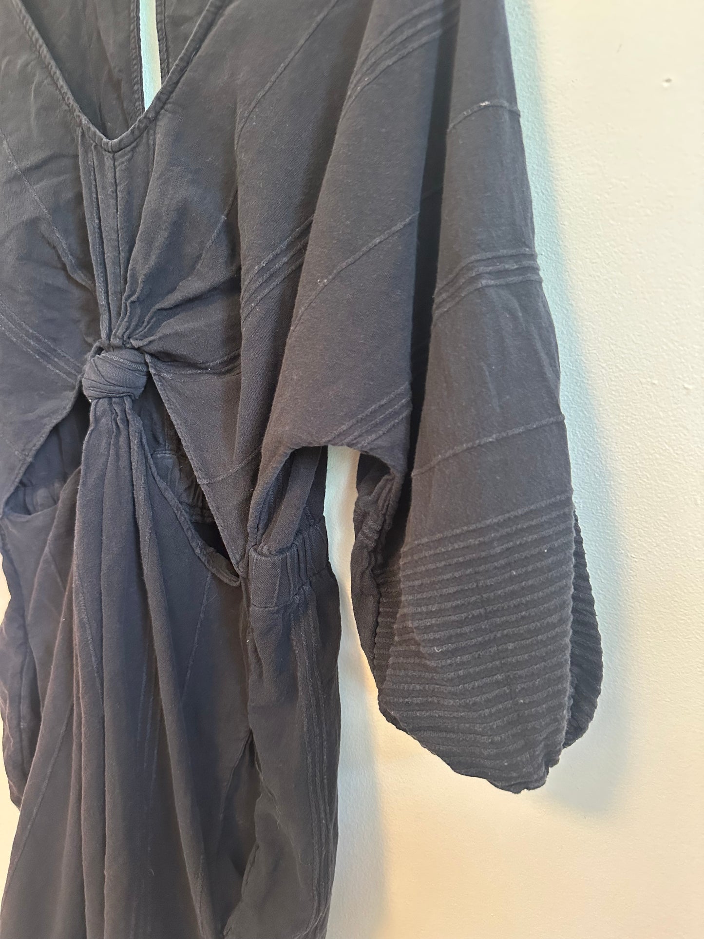 Free People Knotty But Nice Cotton Romper in Black