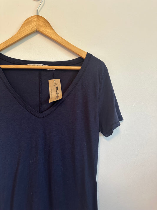 NWT Michael Stars Navy Blue Cotton V-Neck Short Sleeve T-Shirt