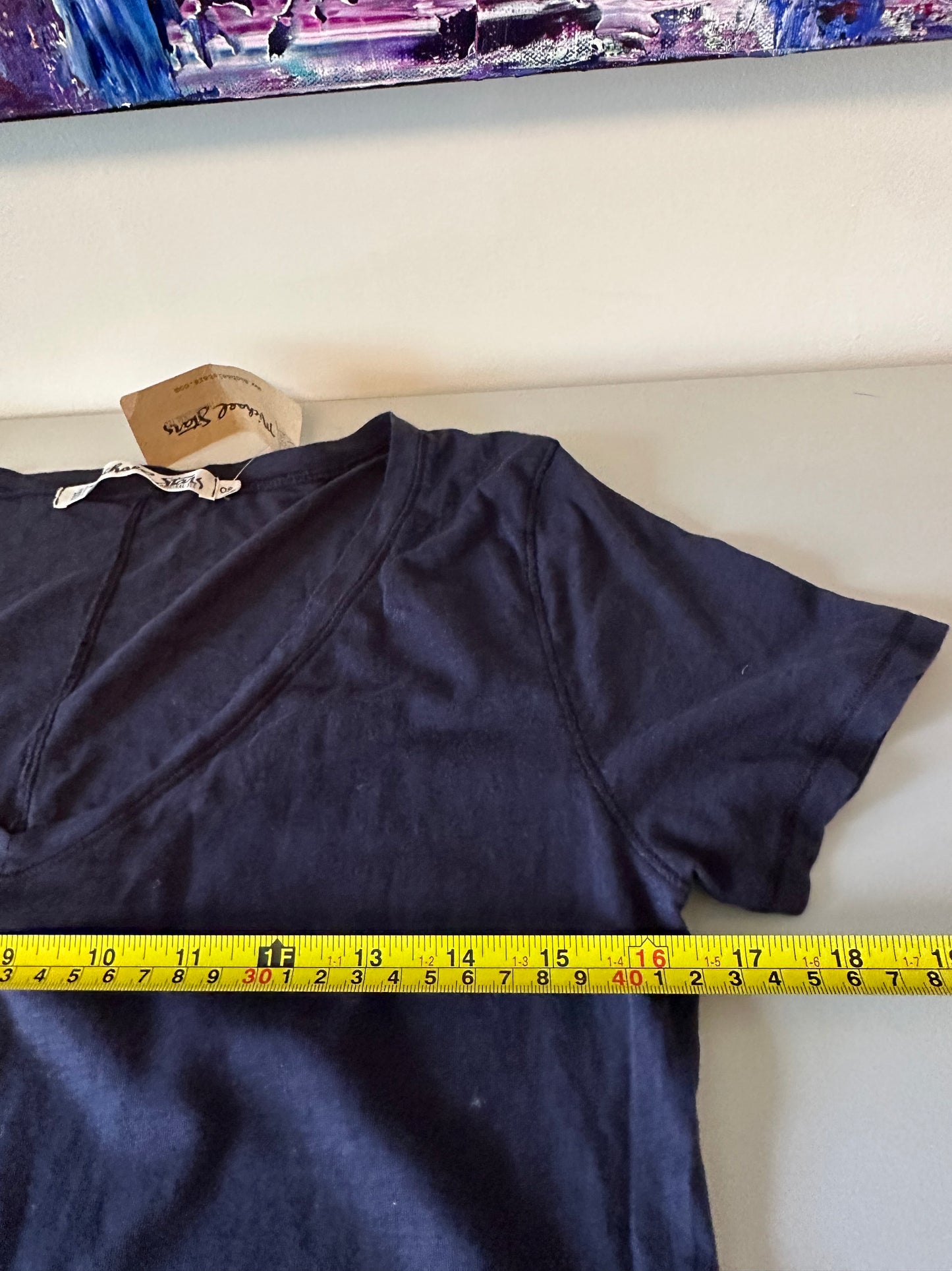 NWT Michael Stars Navy Blue Cotton V-Neck Short Sleeve T-Shirt