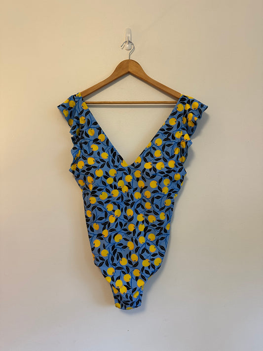 Summersalt x Diane von Furstenberg Ruffle Backflip Lemon Swimsuit | Size 18