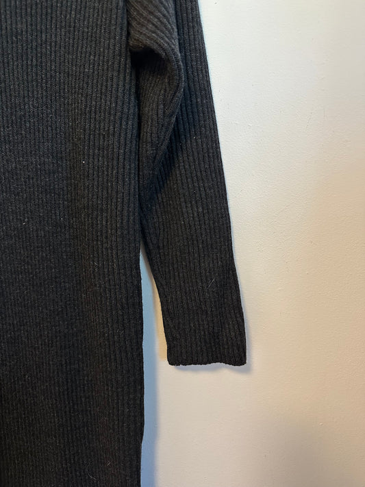 DKNY Donna Karan 100% Wool Ribbed Turtleneck Sweater Dress in Black | Size Small
