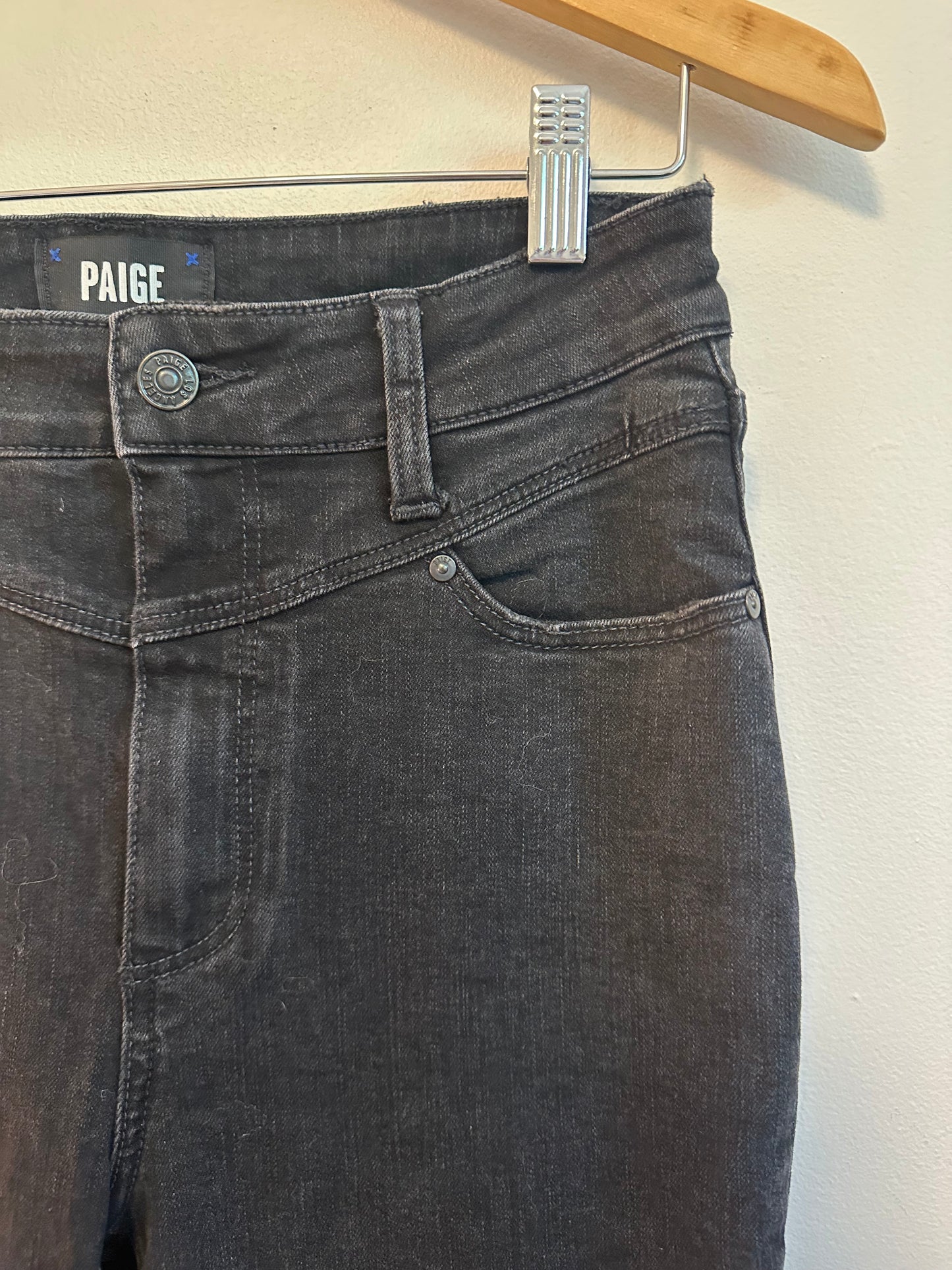 Paige Margot Front Yoke High Waist Ankle Skinny Jeans in Black | Size 27