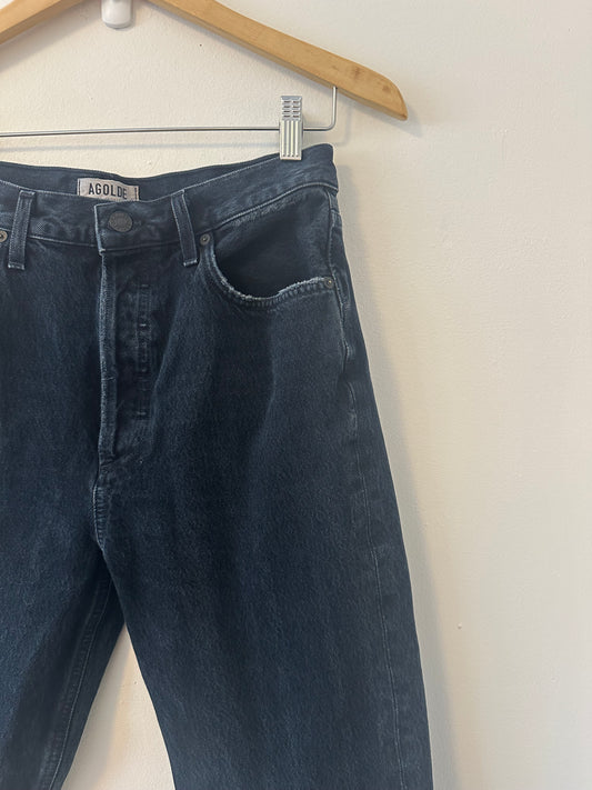 Agolde Riley High Rise Straight Leg Jeans in Washed Navy | Size 28