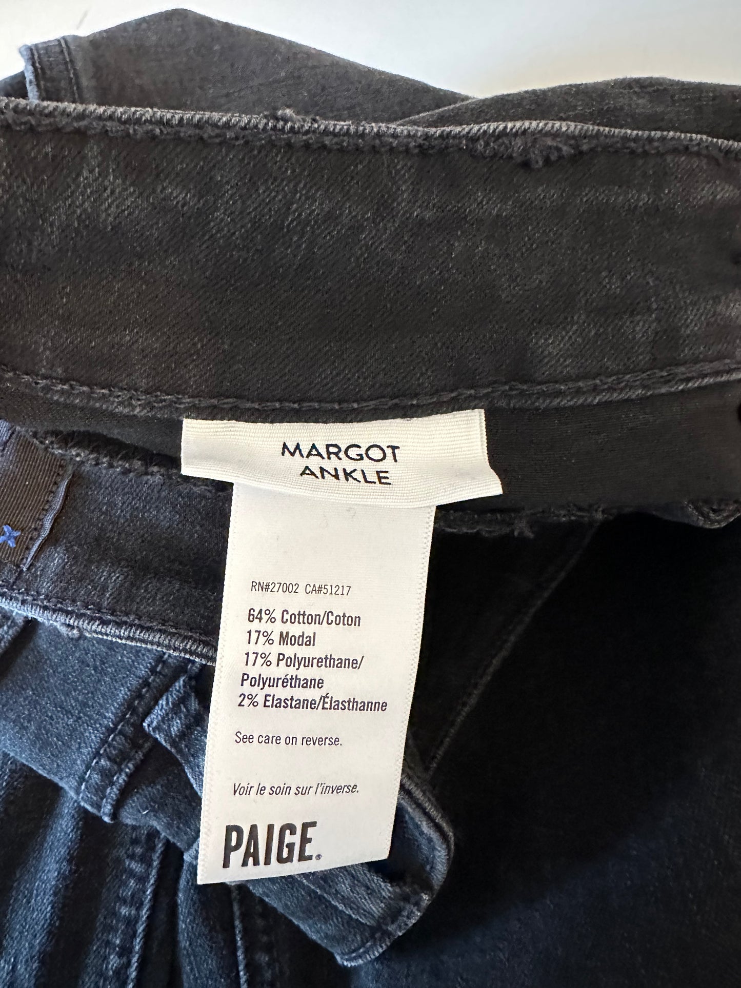 Paige Margot Front Yoke High Waist Ankle Skinny Jeans in Black | Size 27