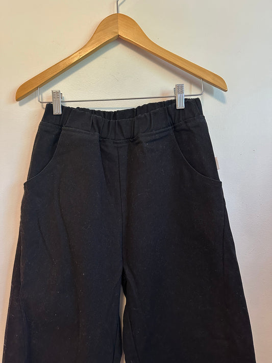 Le Bon Shoppe Black Arc Elastic Waist Cotton Twill Barrel Leg Pants | Size Small