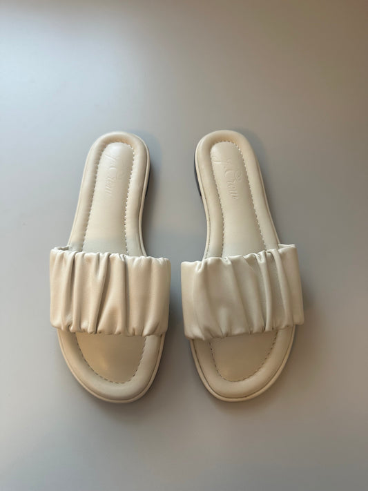 J. Crew Menorca Scrunchie Strap Sandal in Cream Leather Finish | Size 7