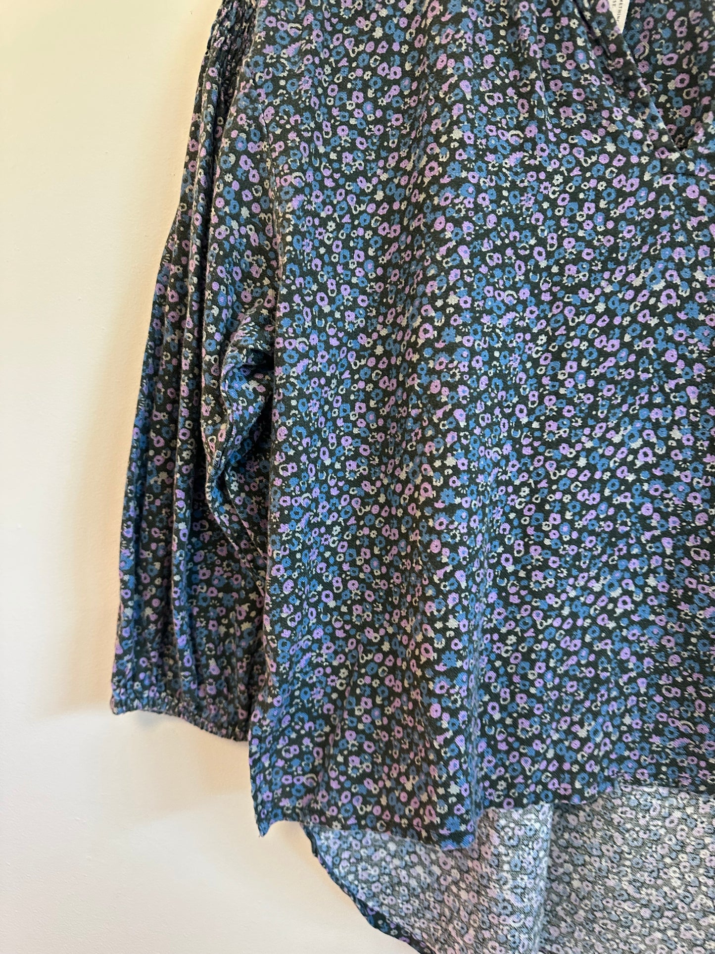 Apiece Apart Marit Shirred Blouse in Violet Floral Cotton | Size XS