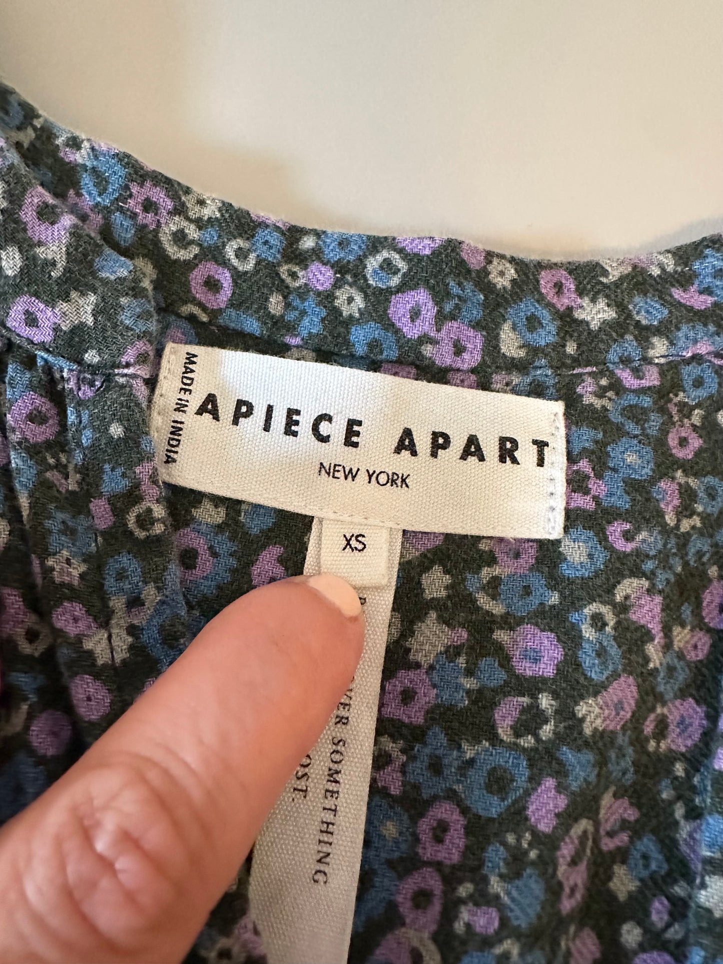 Apiece Apart Marit Shirred Blouse in Violet Floral Cotton | Size XS