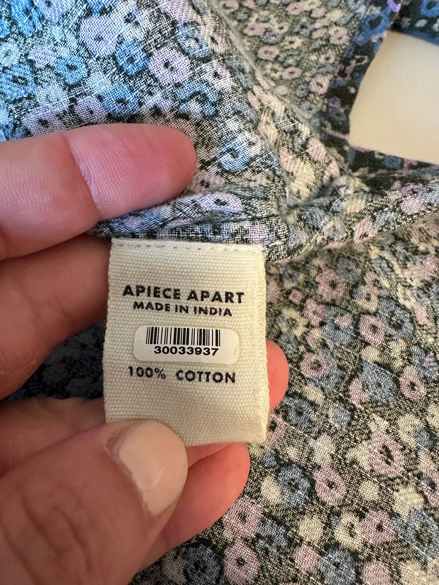 Apiece Apart Marit Shirred Blouse in Violet Floral Cotton | Size XS