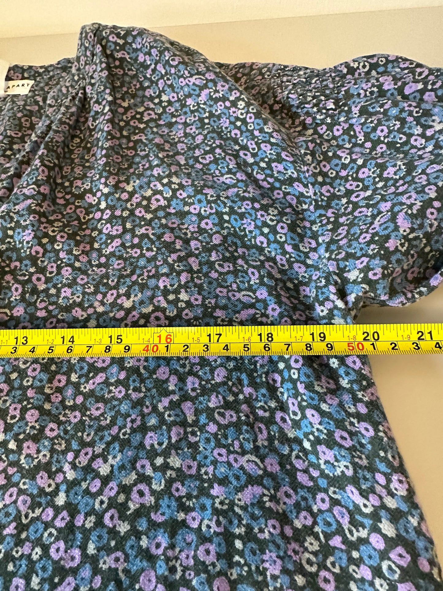 Apiece Apart Marit Shirred Blouse in Violet Floral Cotton | Size XS