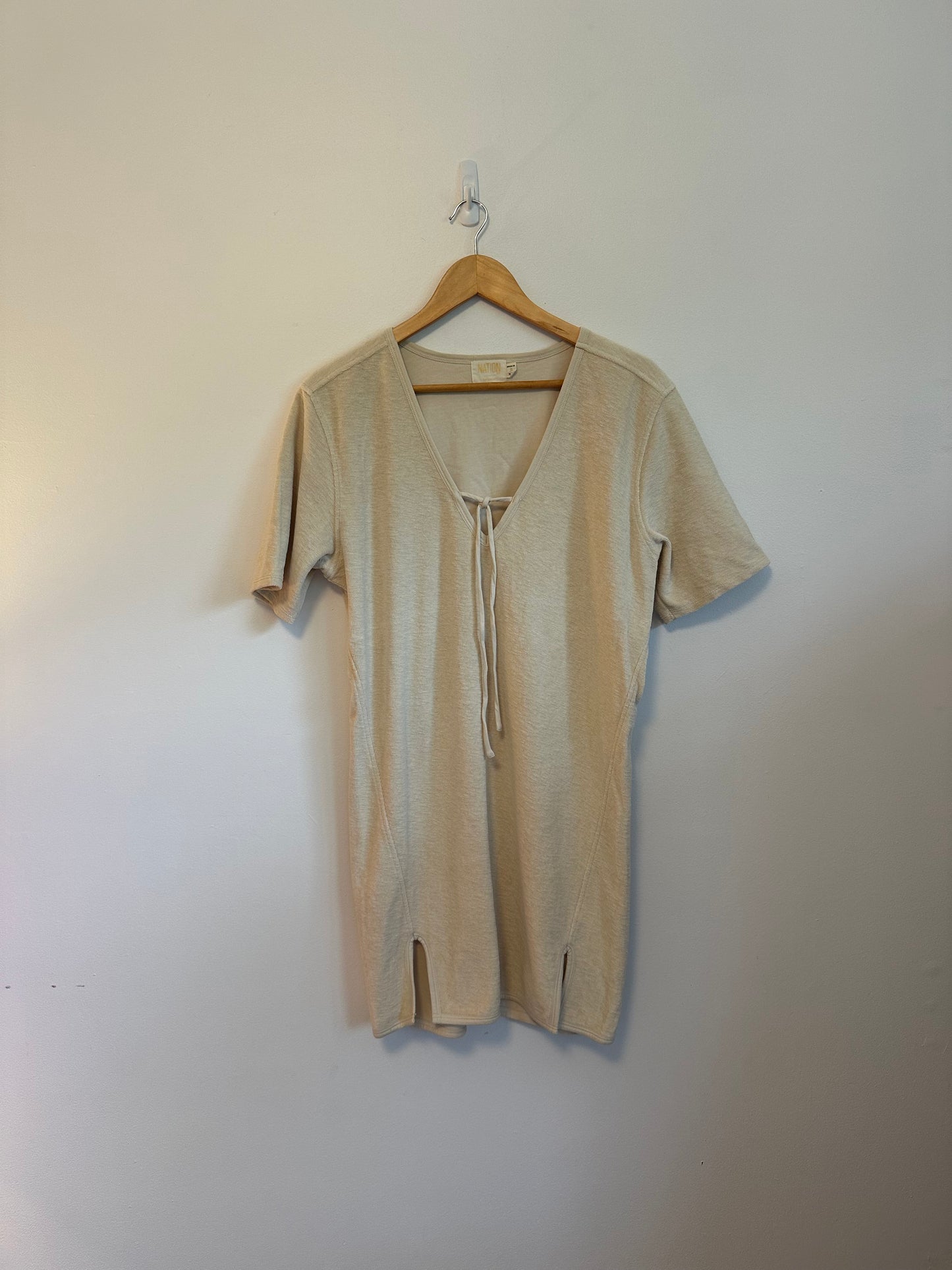 Nation LTD Kahlani Cover Up Dress in Cream Terry Cloth | Size Small