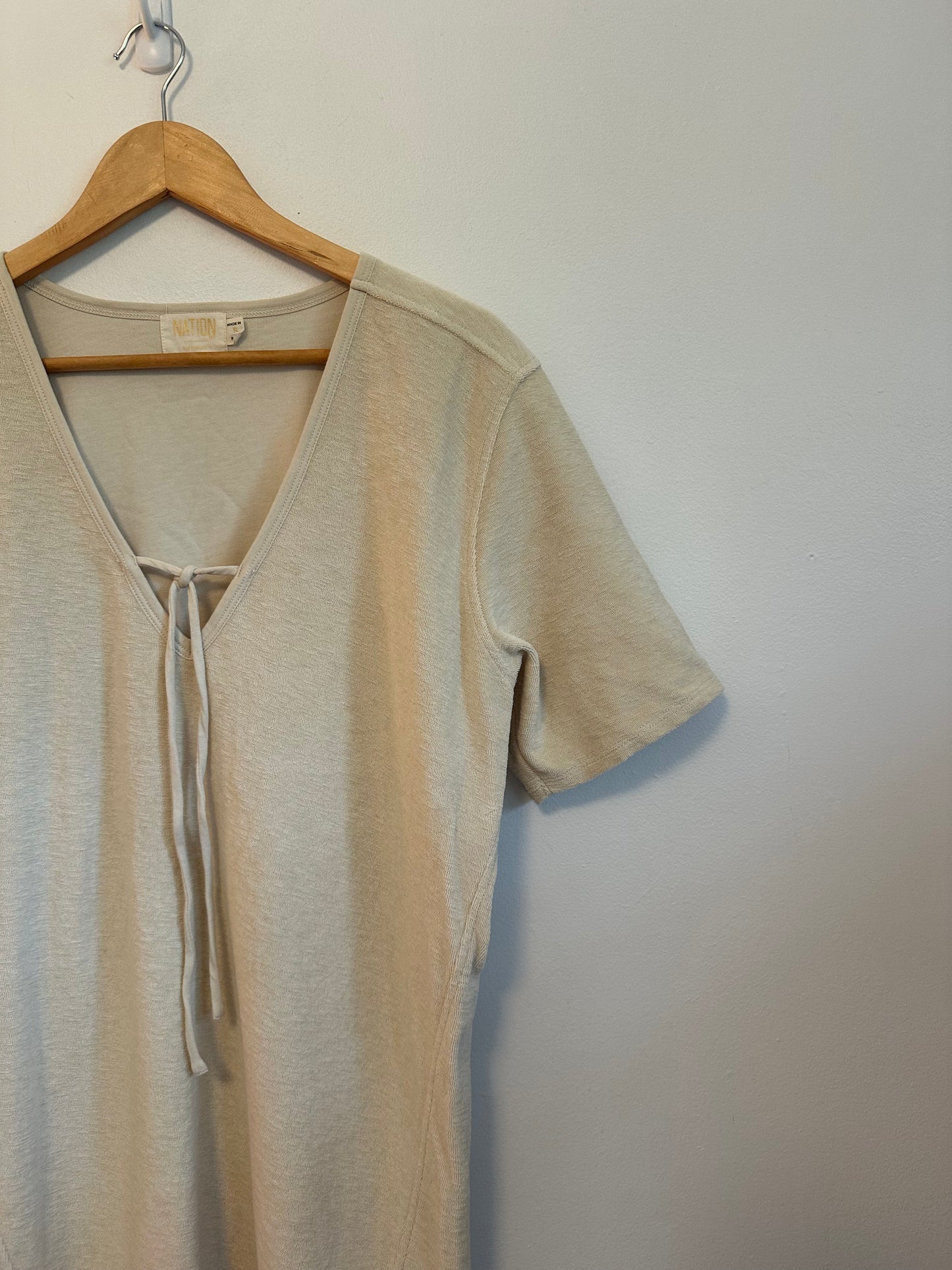 Nation LTD Kahlani Cover Up Dress in Cream Terry Cloth | Size Small