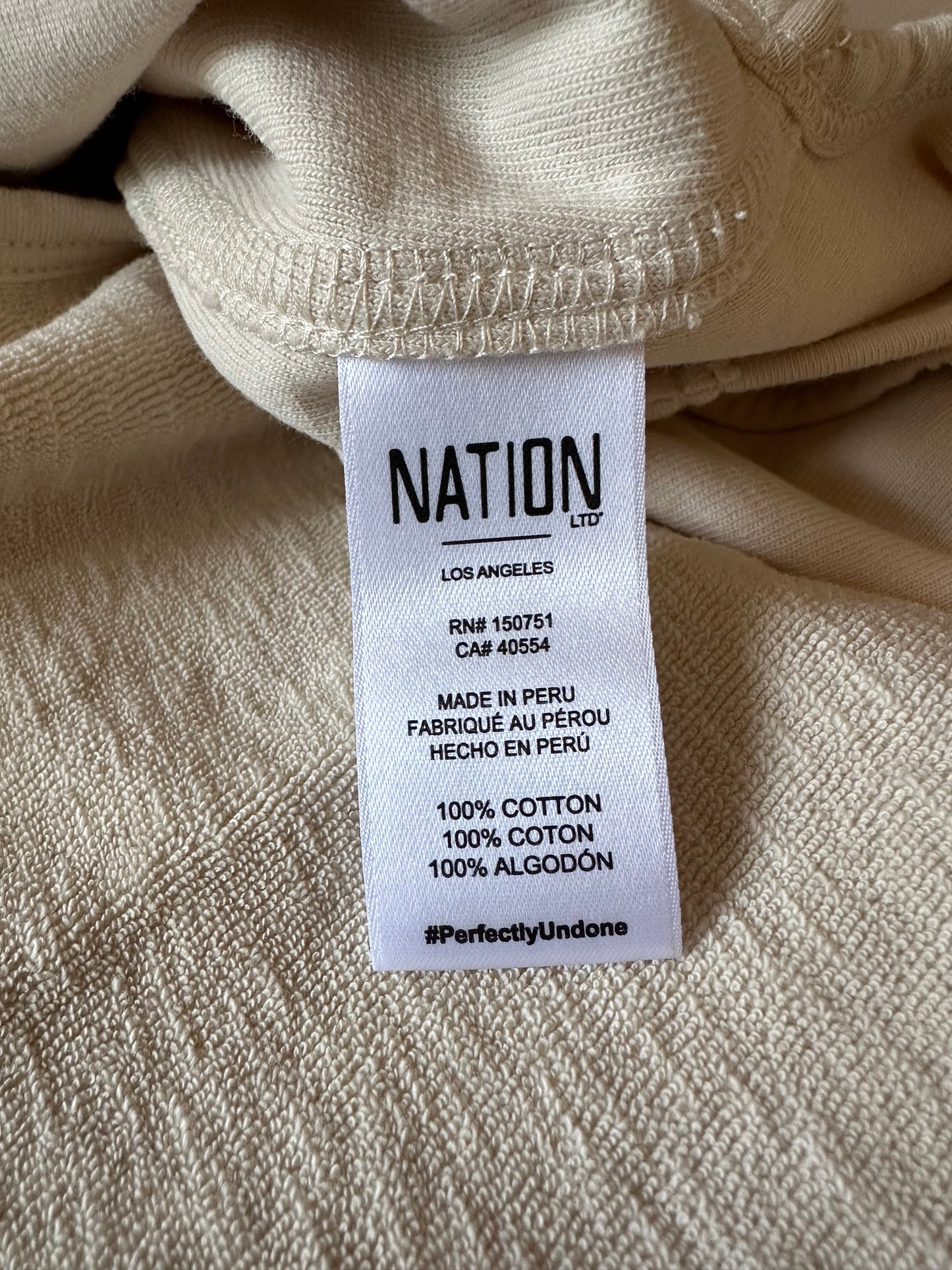 Nation LTD Kahlani Cover Up Dress in Cream Terry Cloth | Size Small