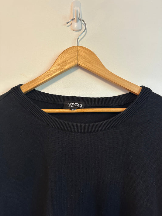 Known Supply Black Organic Cotton Crewneck Sweatshirt | Size Large