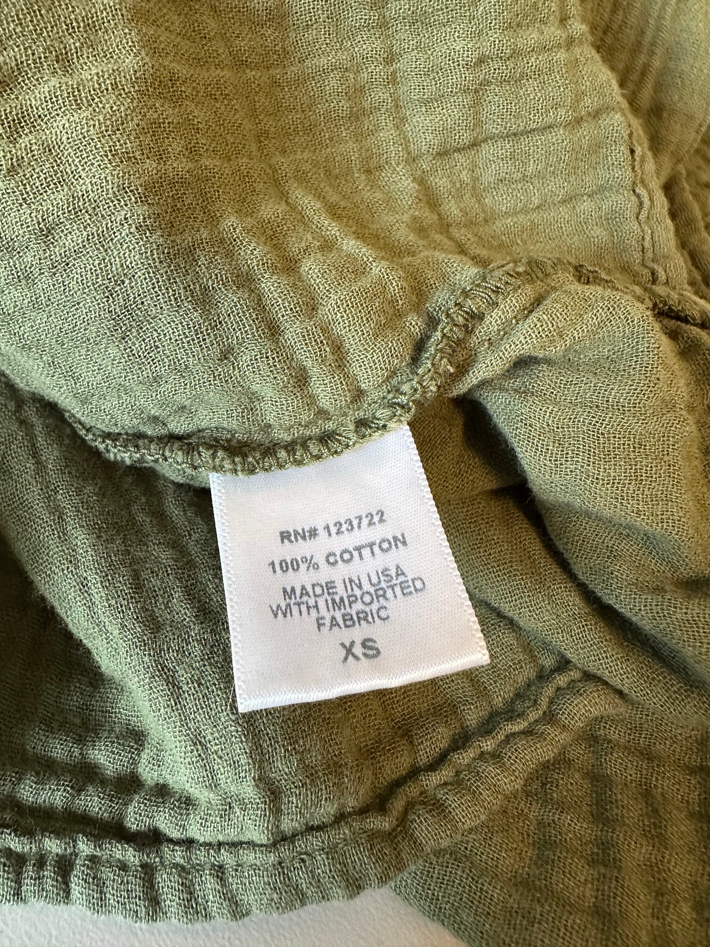 Xirena Cotton Gauze Tiered Midi Dress in Olive Green | Size XS