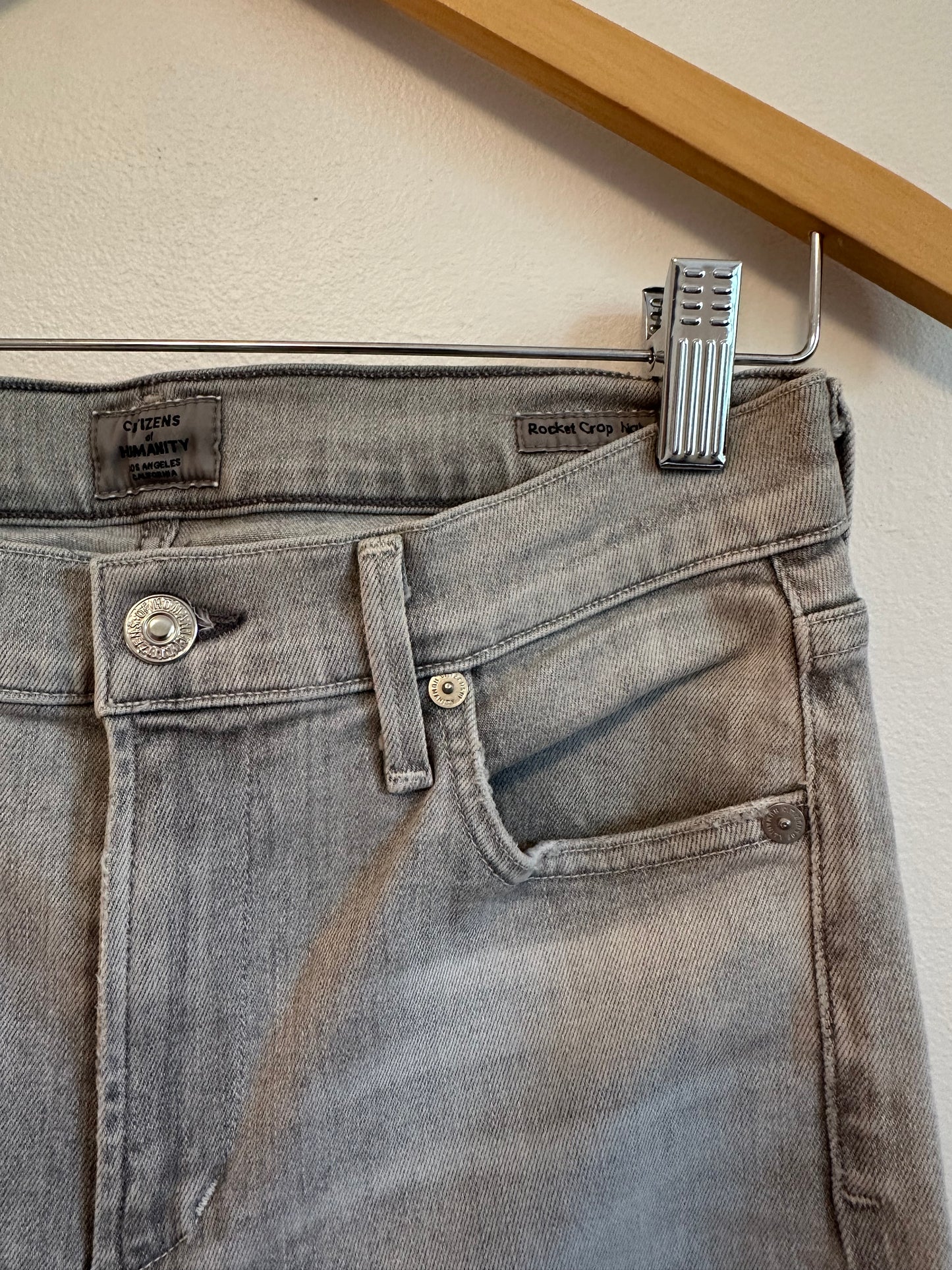 Citizens of Humanity Rocket Crop Light Gray High Rise Skinny Jeans | Size 27