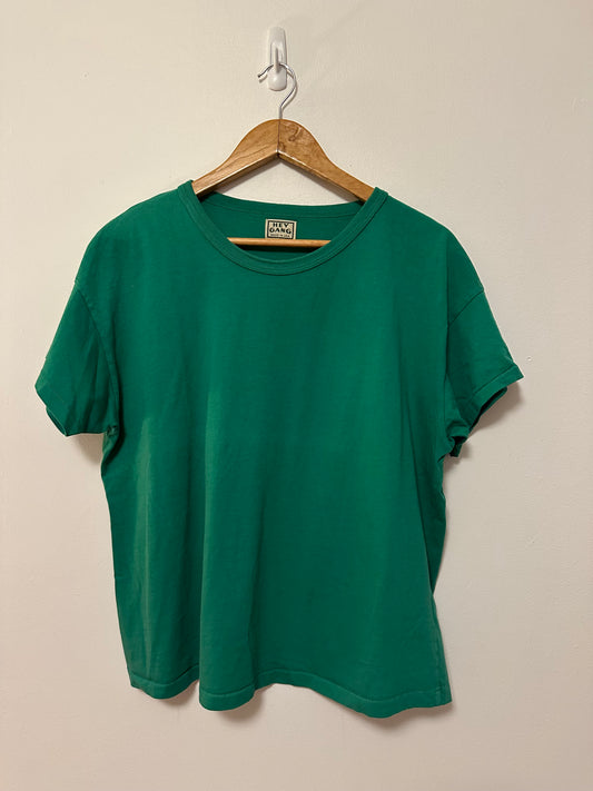 Hey Gang Boxy Tee in Green - Short Sleeve Cotton Crew Neck T-Shirt | Size 3 (L)