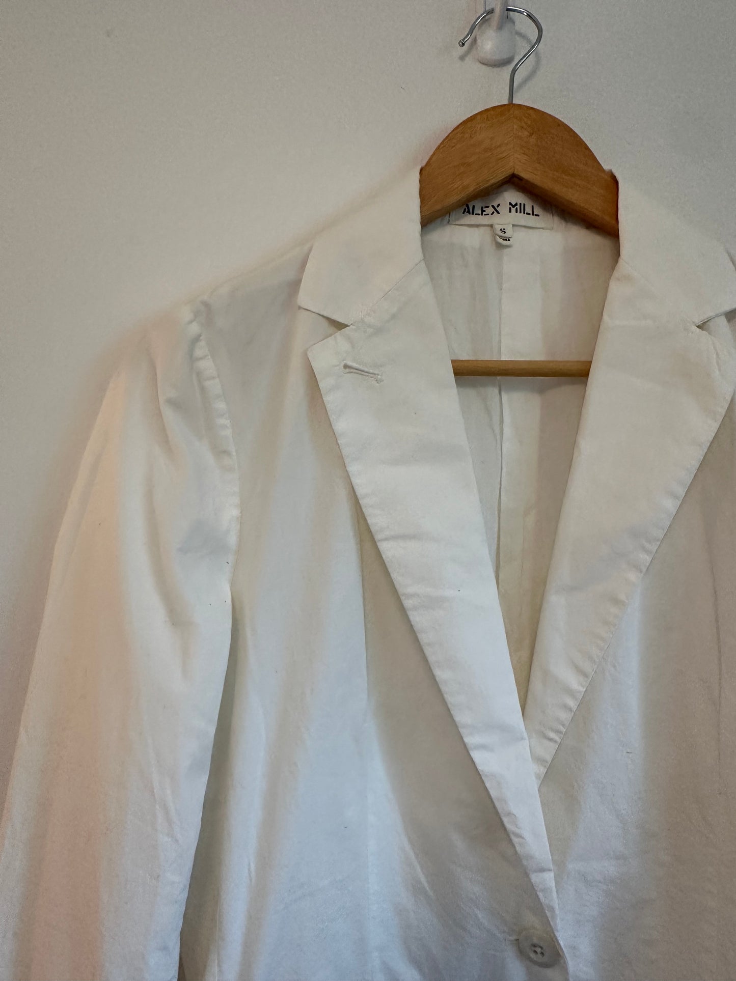 Alex Mill White Cotton Twill Blazer | Size Small