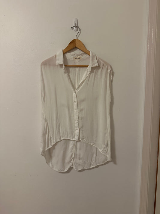 Bella Dahl Sleeveless White Button Down High Low Blouse | Size Small