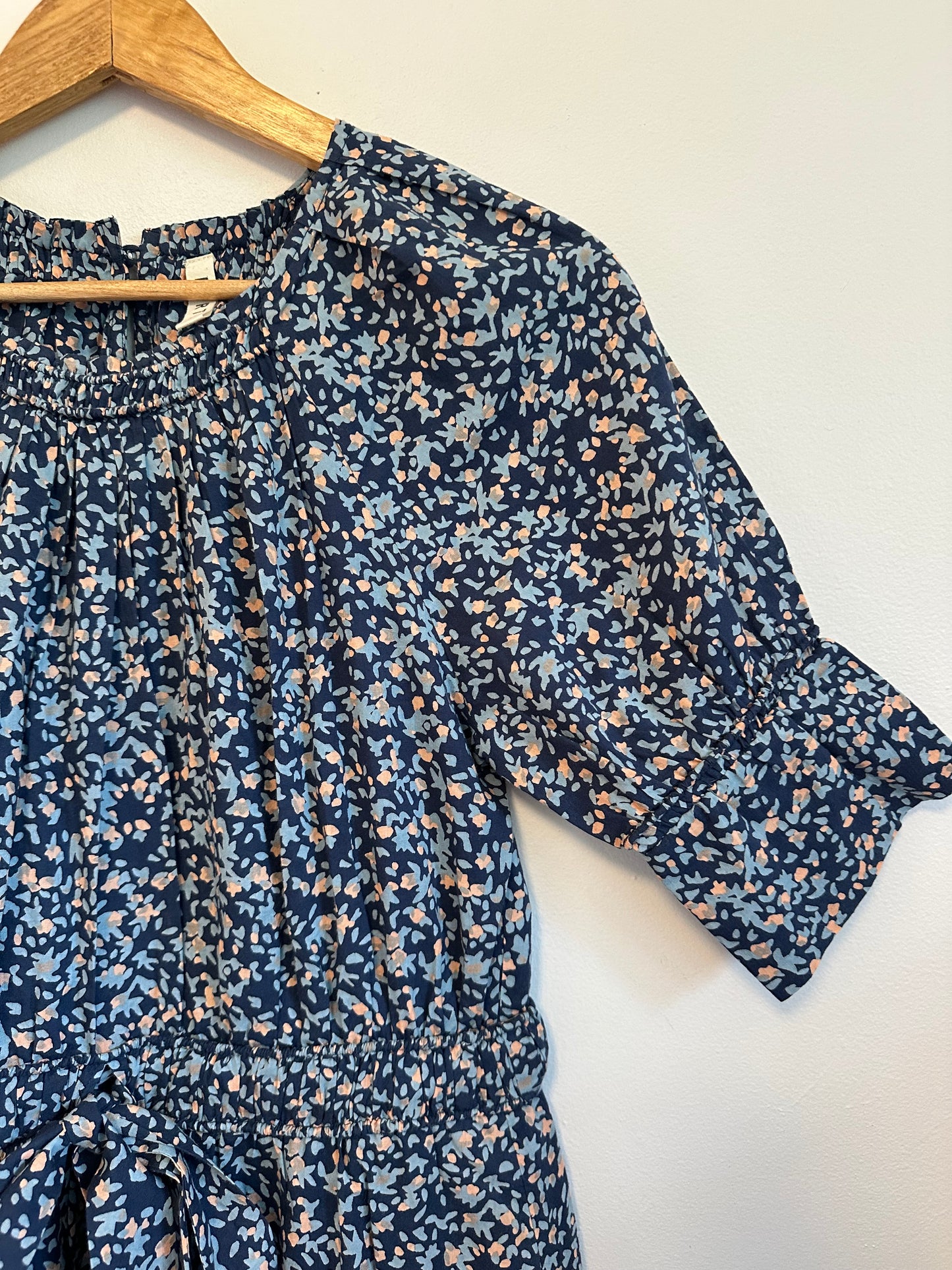 Mirth Cotton Maxi Dress in Navy Floral Print | Size XS