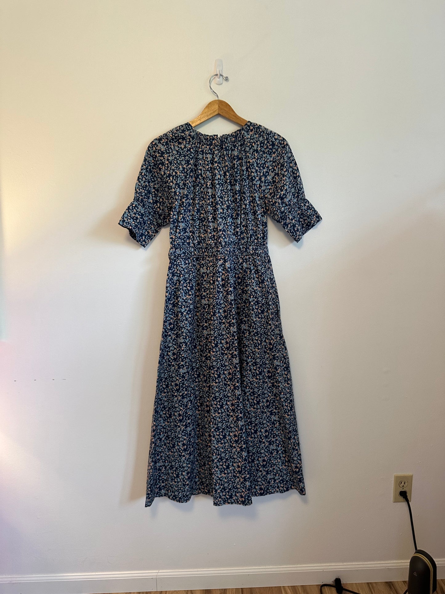 Mirth Cotton Maxi Dress in Navy Floral Print | Size XS