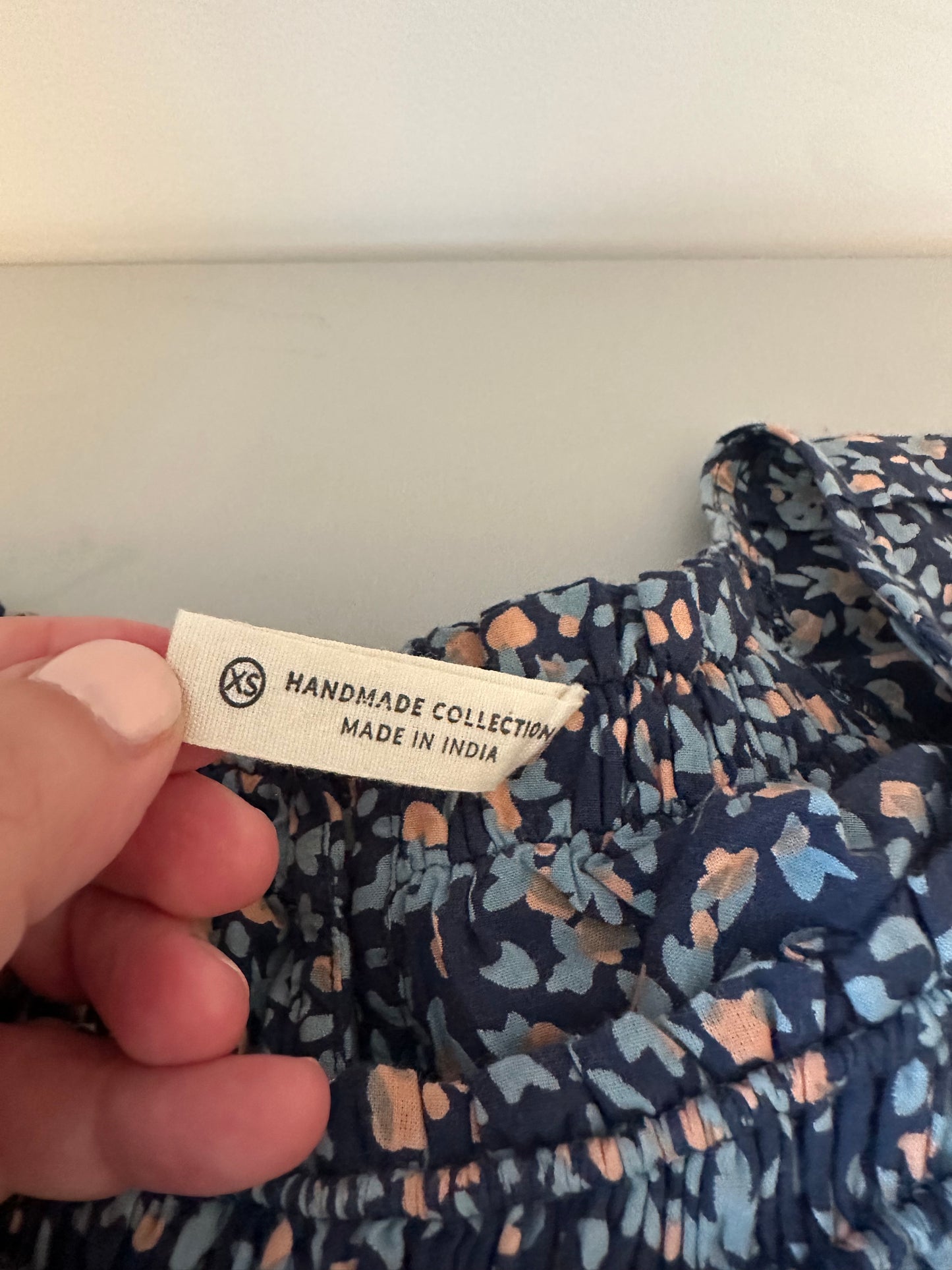 Mirth Cotton Maxi Dress in Navy Floral Print | Size XS