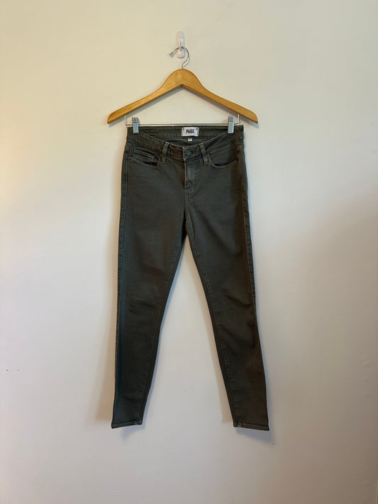 Paige Verdugo Ankle Skinny Jeans in Olive Green | Size 27