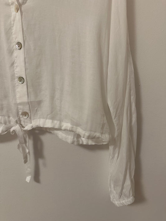 Bella Dahl Drawcord Button Front Cropped Shirt | Size XS