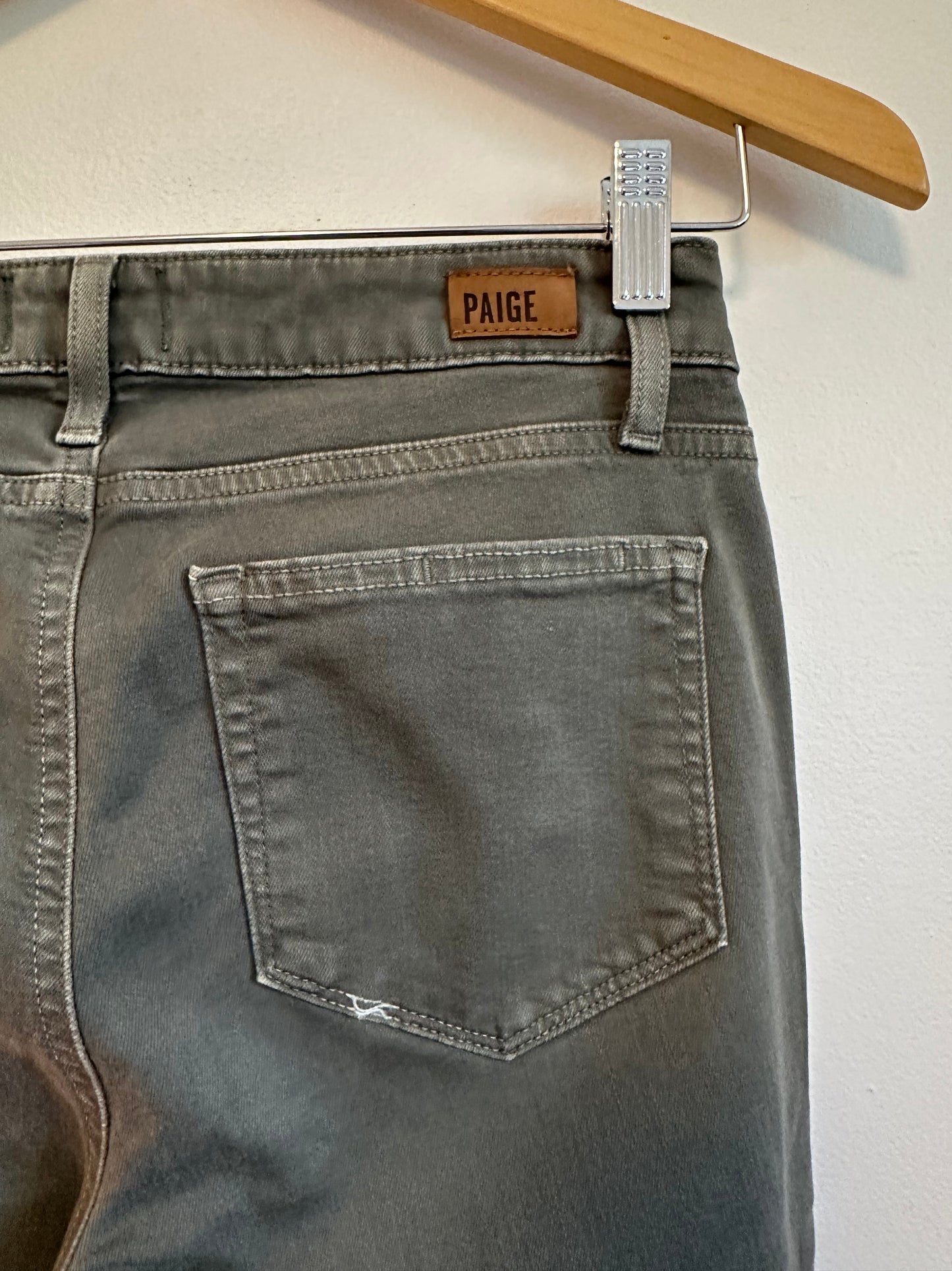 Paige Verdugo Ankle Skinny Jeans in Olive Green | Size 27