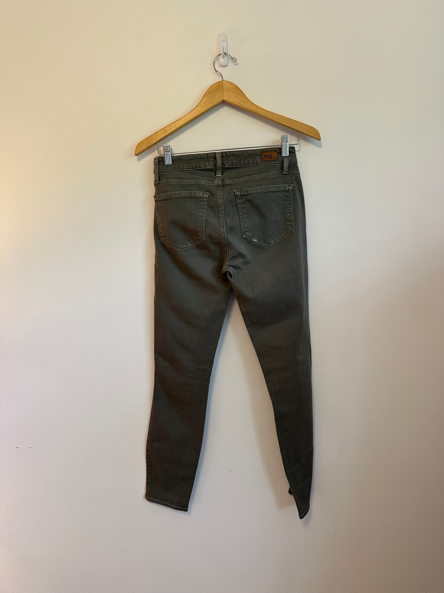 Paige Verdugo Ankle Skinny Jeans in Olive Green | Size 27