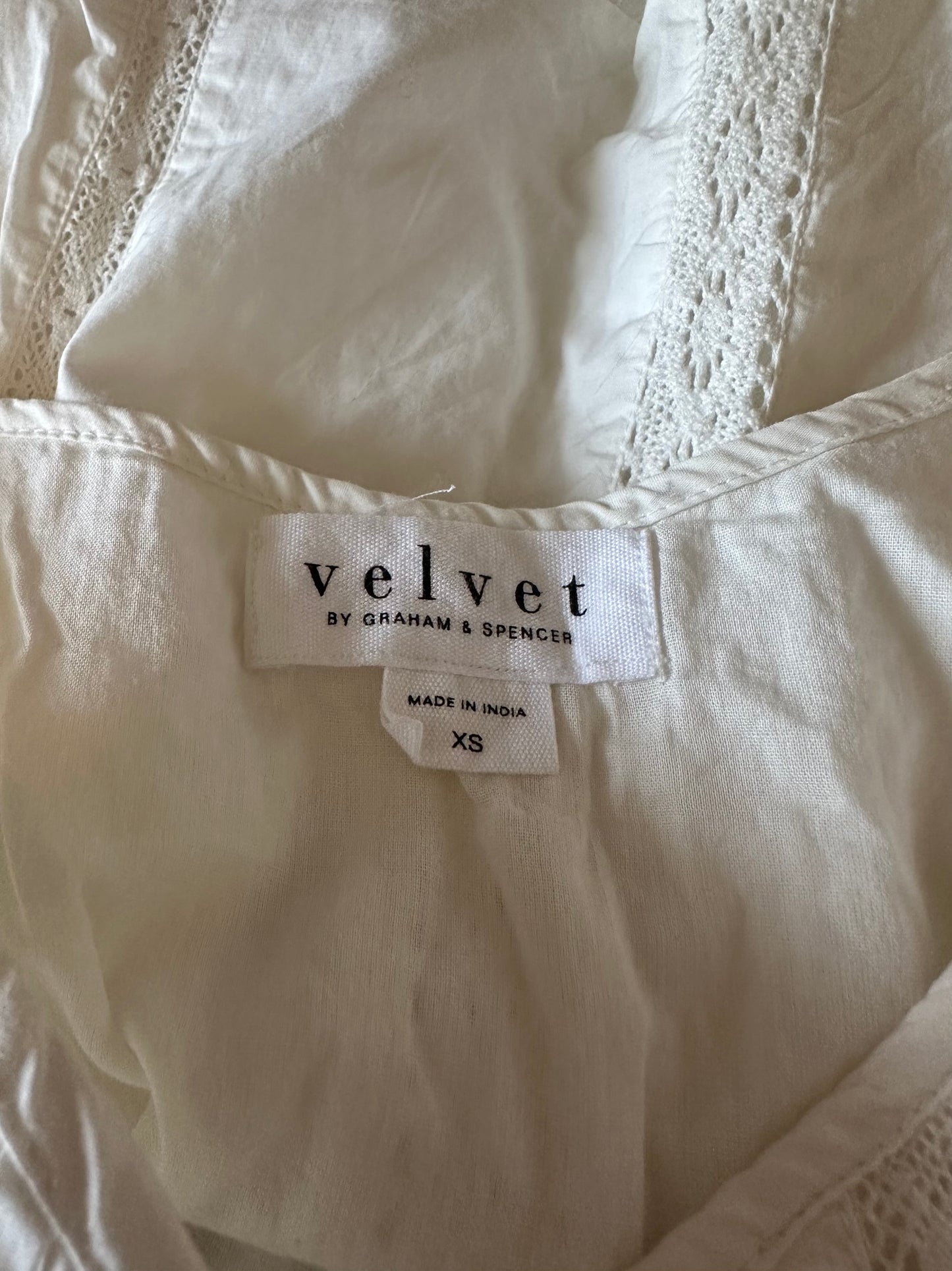 Velvet by Graham & Spencer White Cotton Lace Mini Dress | Size XS