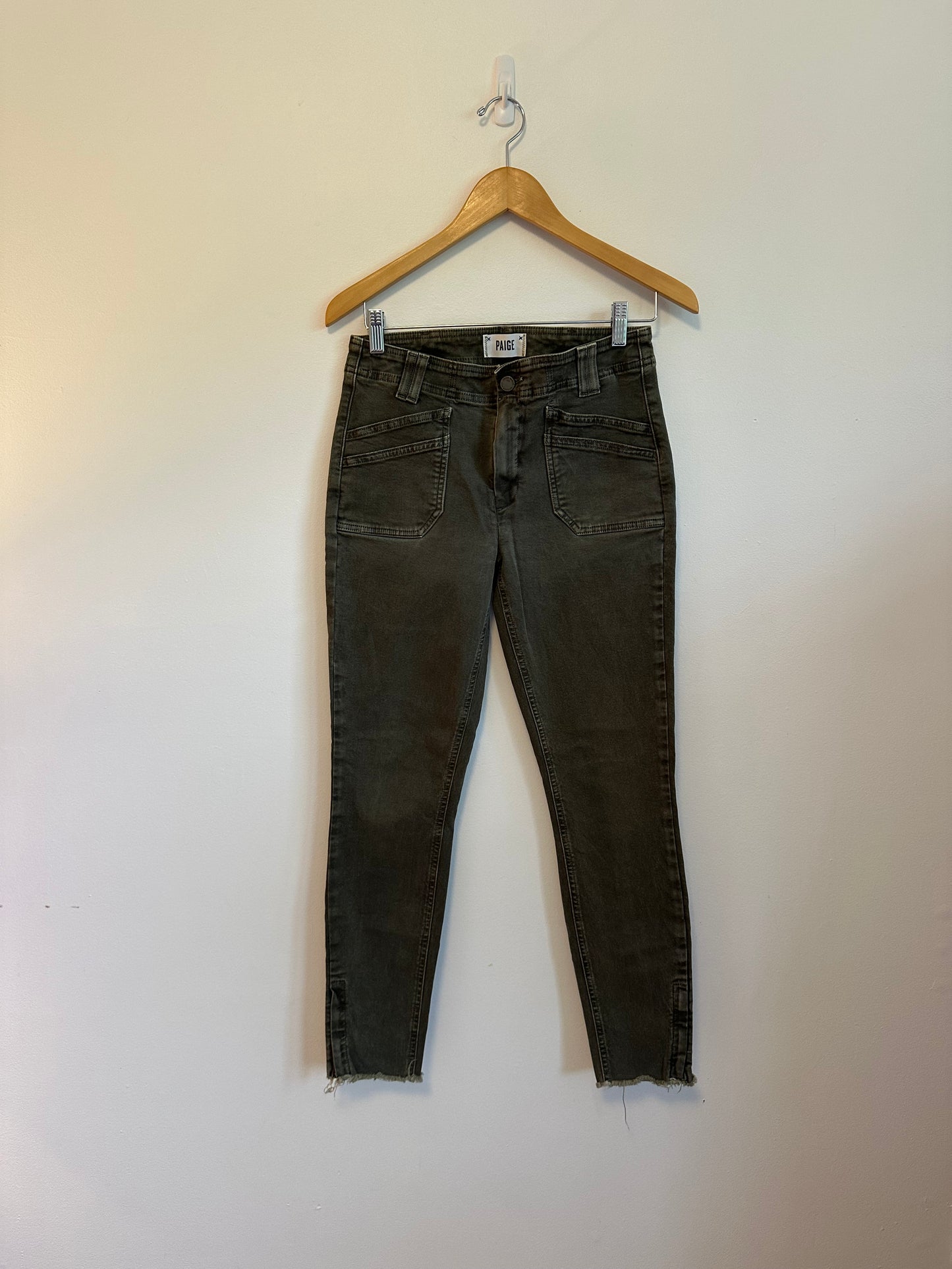 Paige Verdugo Ankle Dark Green Skinny Jeans | Size 27