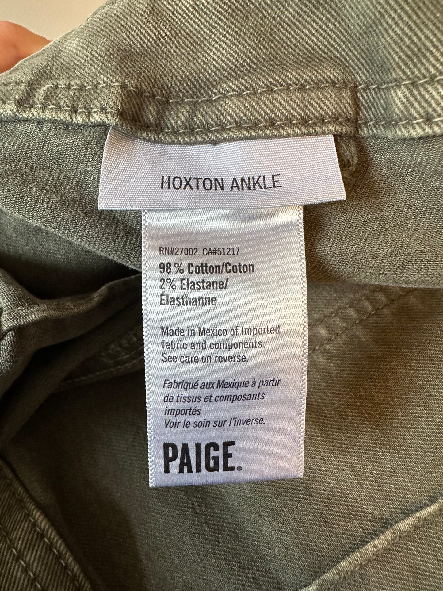 Paige Verdugo Ankle Dark Green Skinny Jeans | Size 27