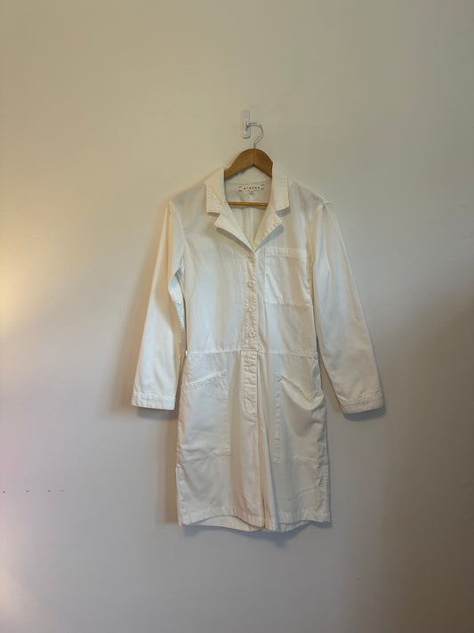 Xirena Long Sleeve Button Front Romper in White Cotton | Size XS