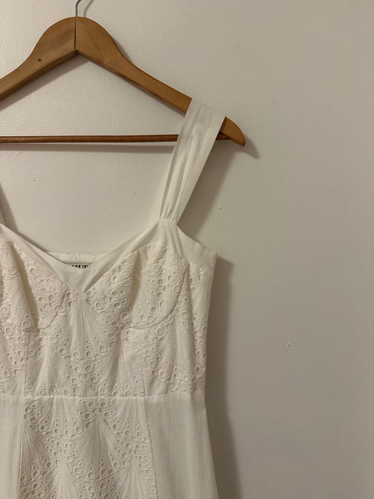 Amur Orla Mini Dress in White Cotton Eyelet | Size 4